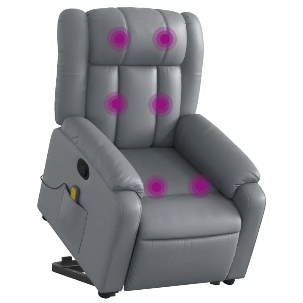 Adjustable Grey Faux Leather Electric Massage Recliner