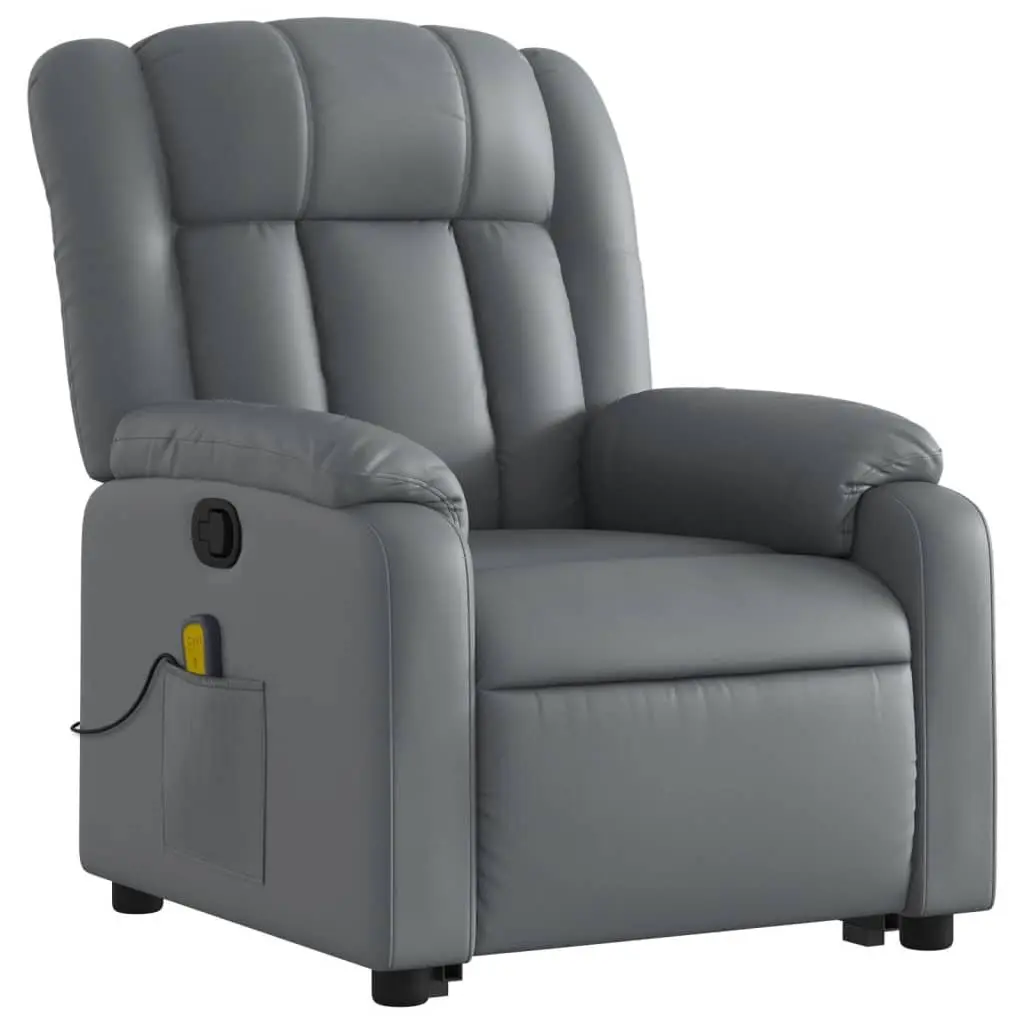 Adjustable Grey Faux Leather Electric Massage Recliner