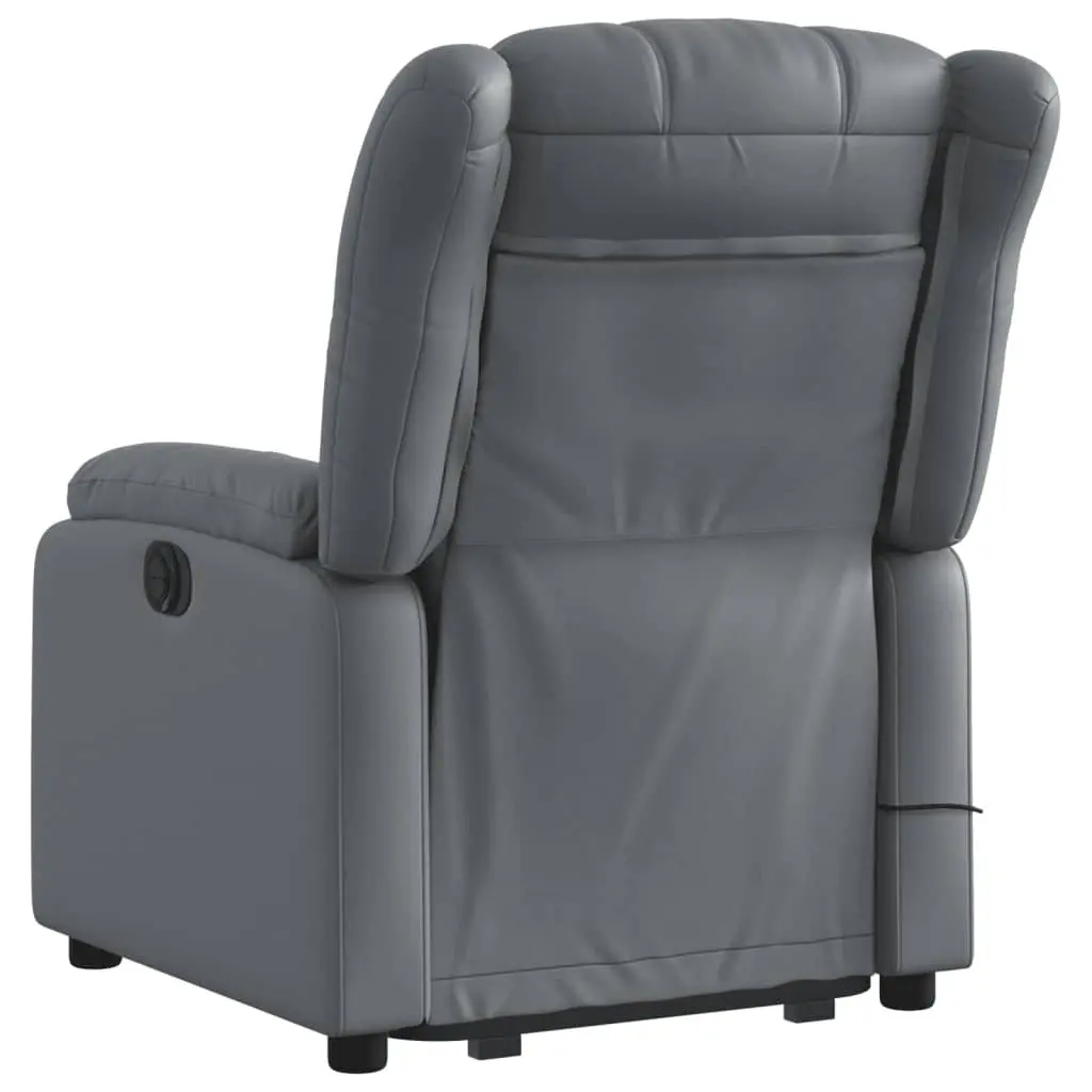 Adjustable Grey Faux Leather Electric Massage Recliner