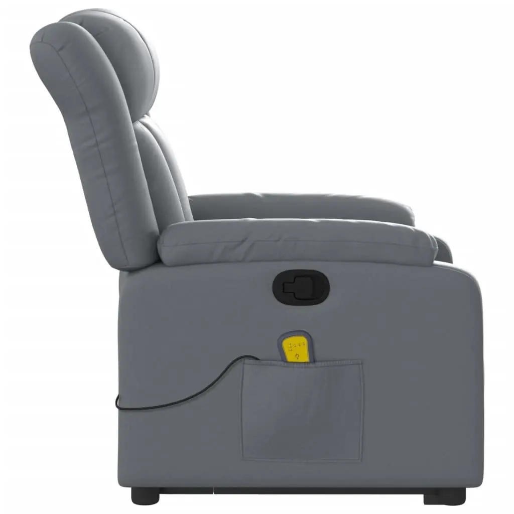 Adjustable Grey Faux Leather Electric Massage Recliner