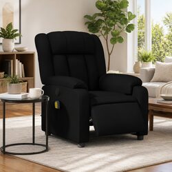 Electric Stand Up Massage Recliner Chair in Black Faux Leather