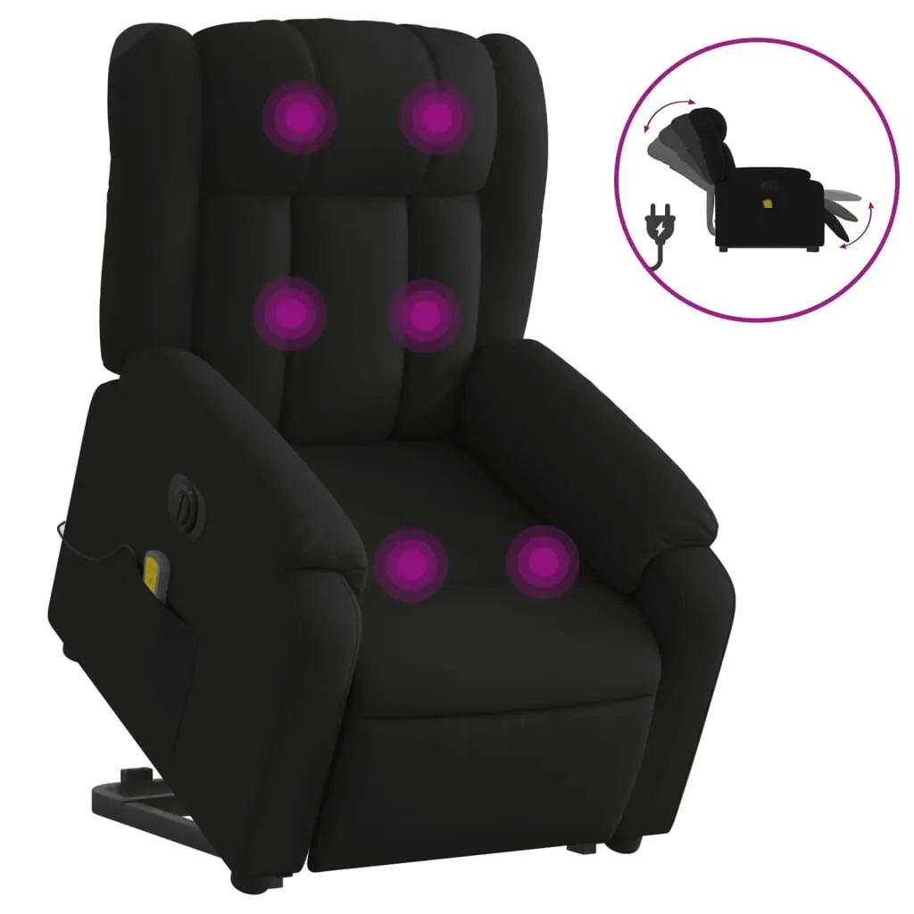 Electric Stand Up Massage Recliner Chair Black Faux Leather Power Lift Armchair