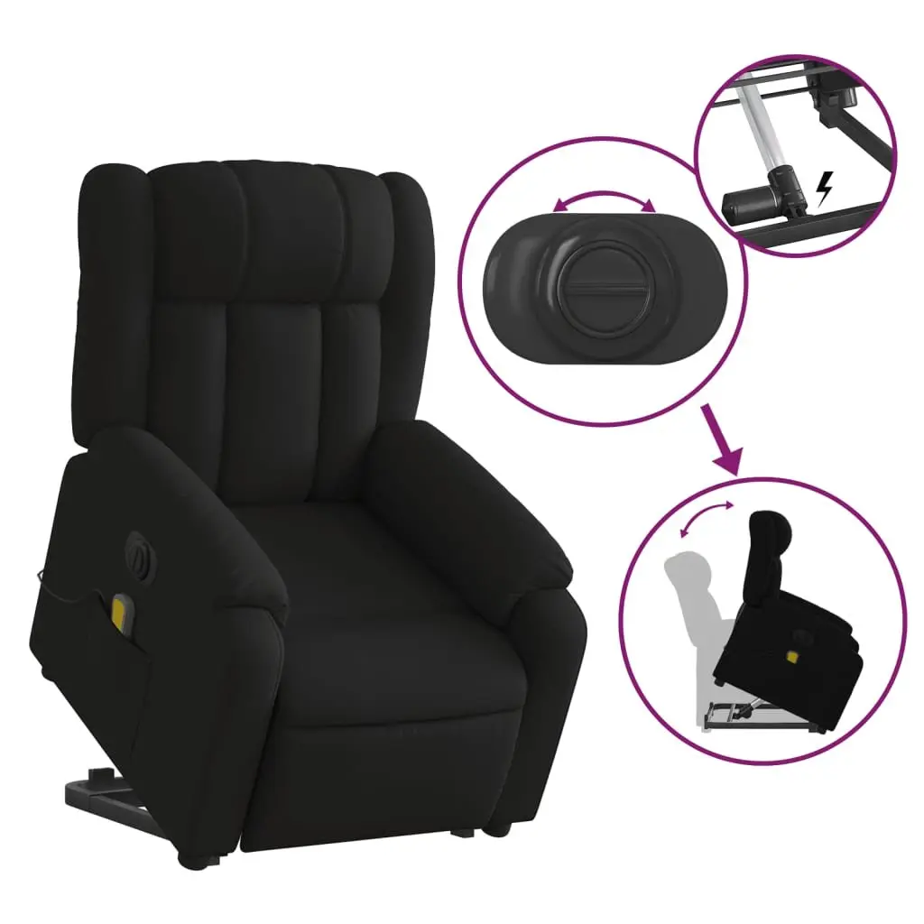 Electric Stand Up Massage Recliner Chair Black Faux Leather Power Lift Armchair