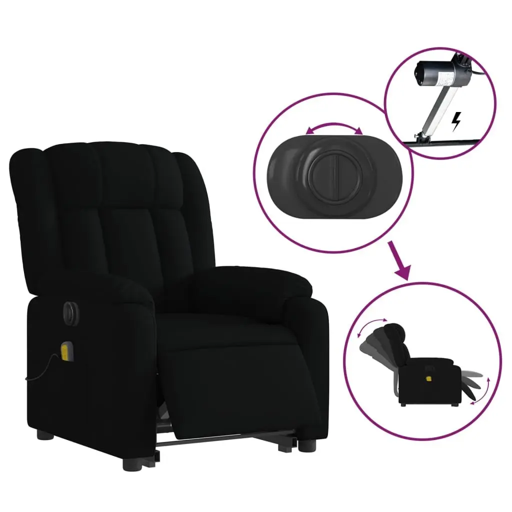 Electric Stand Up Massage Recliner Chair Black Faux Leather Power Lift Armchair