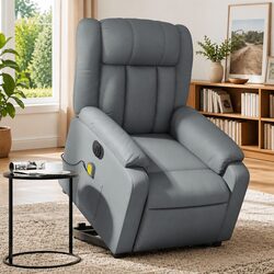 Grey Faux Leather Electric Recliner Chair with Massage