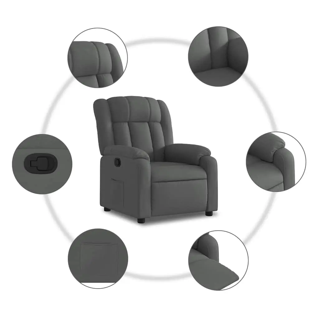 Grey Fabric Recliner Armchair with Manual Function