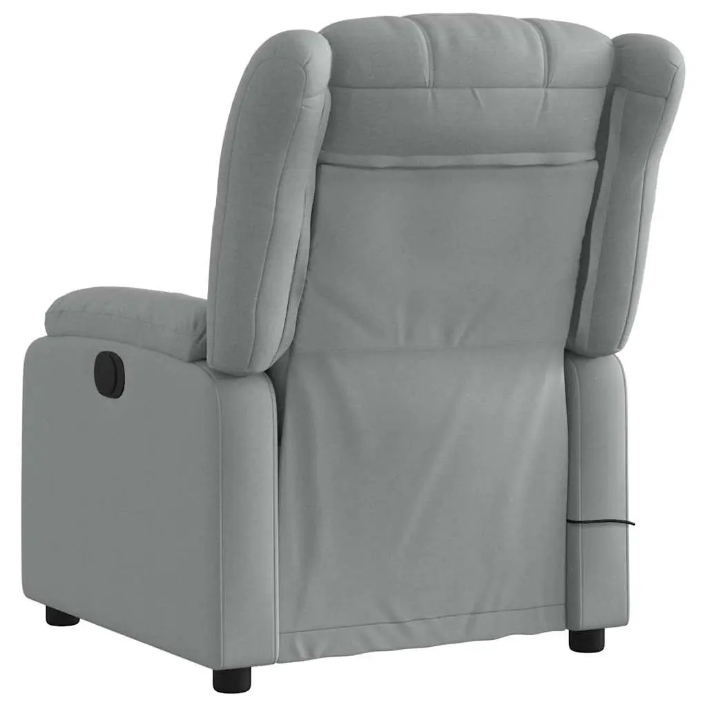 Massage Recliner Chair Fabric Light Grey Manual Recline Vibration Armchair