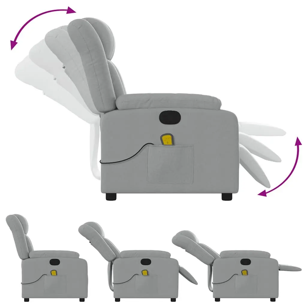 Massage Recliner Chair Fabric Light Grey Manual Recline Vibration Armchair