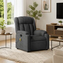Grey Fabric Massage Recliner Chair with 6 Vibration Points
