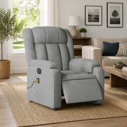 Premium Grey Fabric Electric Massage Recliner Chair