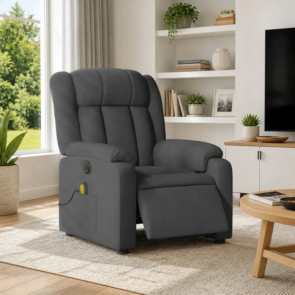 Electric Massage Recliner Chair Fabric Grey