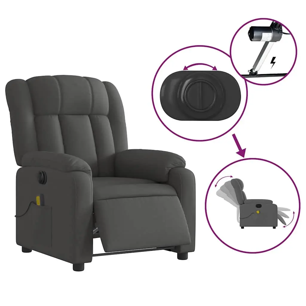Electric Massage Recliner Chair Fabric Grey