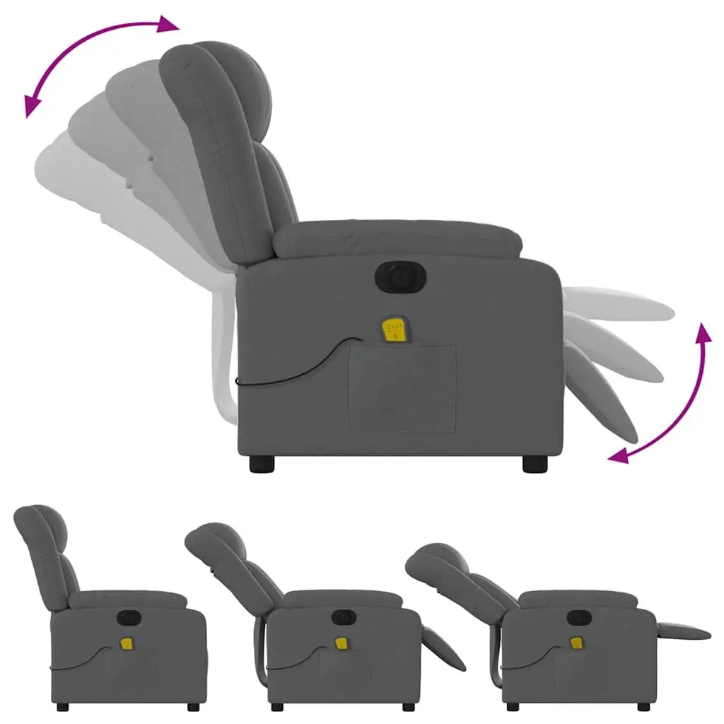 Electric Massage Recliner Chair Fabric Grey