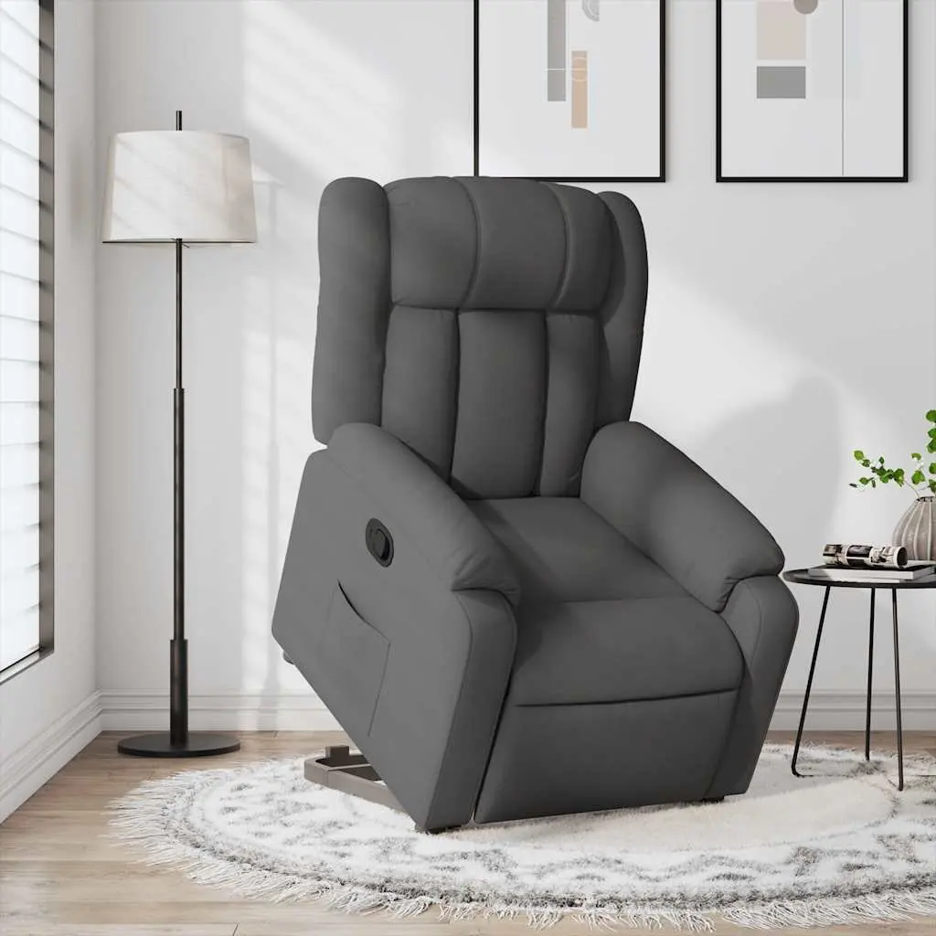 Stand Up Recliner Chair Fabric Dark Grey