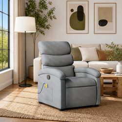Grey Fabric Massage Recliner Chair with Vibration