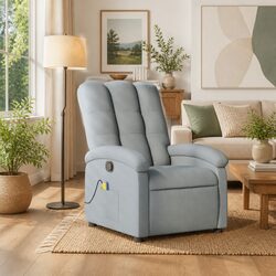Grey Fabric Manual Recliner Chair with Massage Function