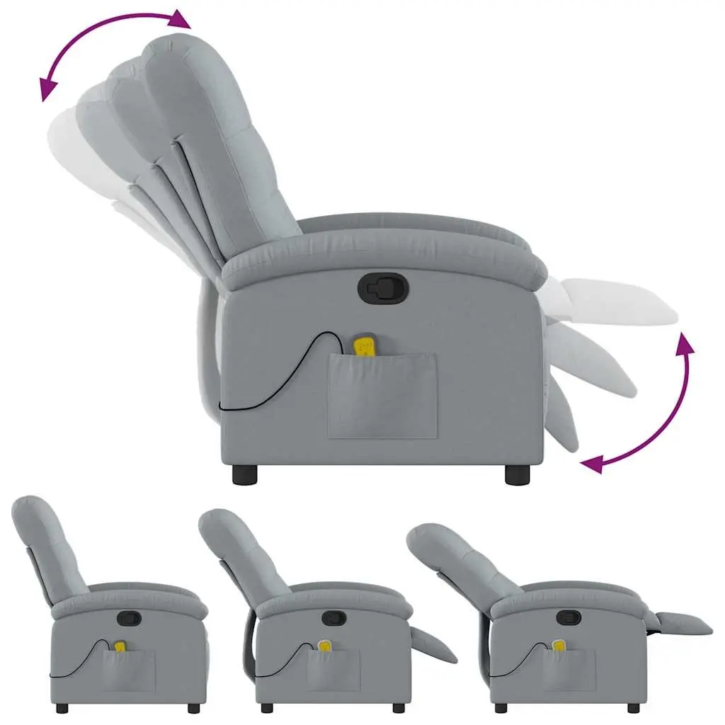 Grey Fabric Manual Recliner Chair with Massage Function