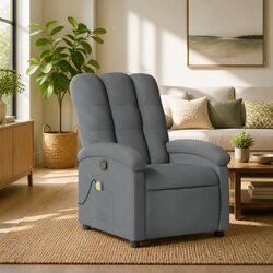 Grey Fabric Manual Recline Massage Chair with Footrest