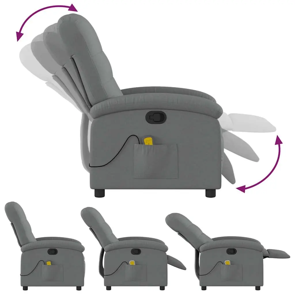 Grey Fabric Manual Recline Massage Chair with Footrest