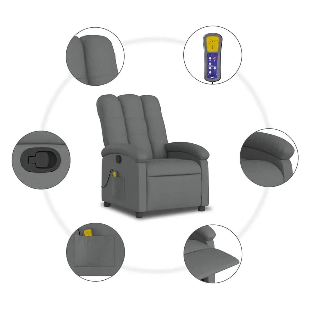 Grey Fabric Manual Recline Massage Chair with Footrest