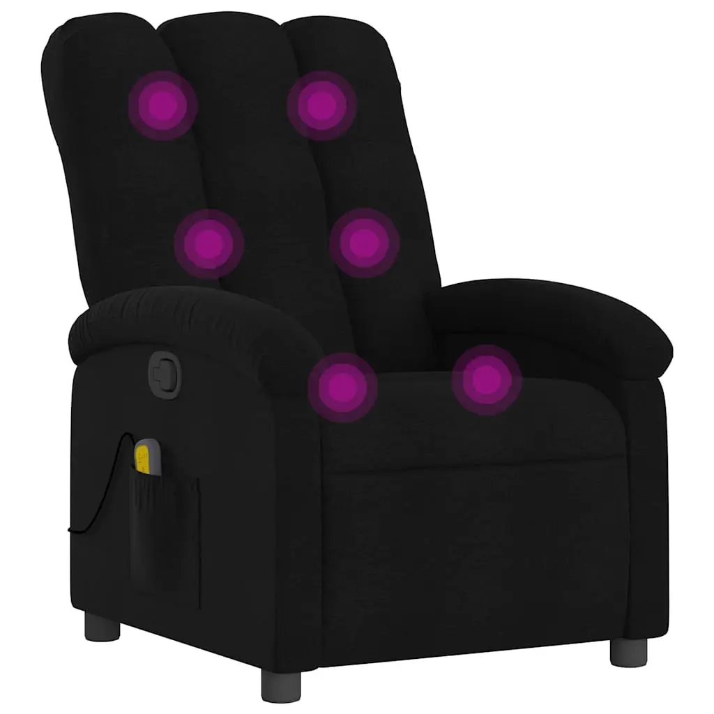 Massage Recliner Chair Fabric Black Manual Recline