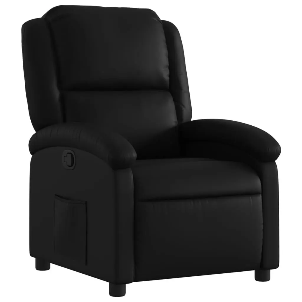 Recliner Chair Faux Leather Black Manual Adjustable Armchair