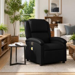 Black Faux Leather Manual Recline Massage Chair