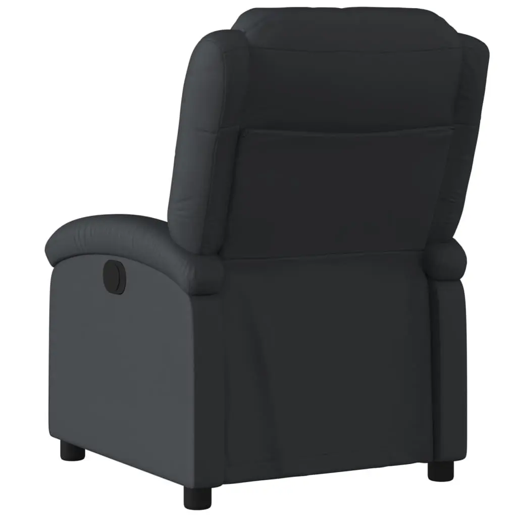 Black Leather Recliner Armchair with Manual Function
