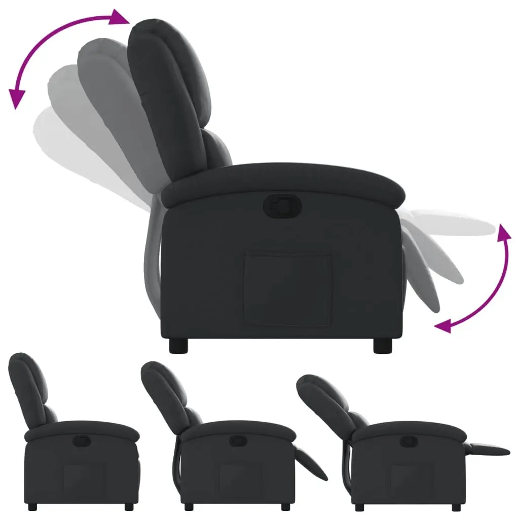 Black Leather Recliner Armchair with Manual Function