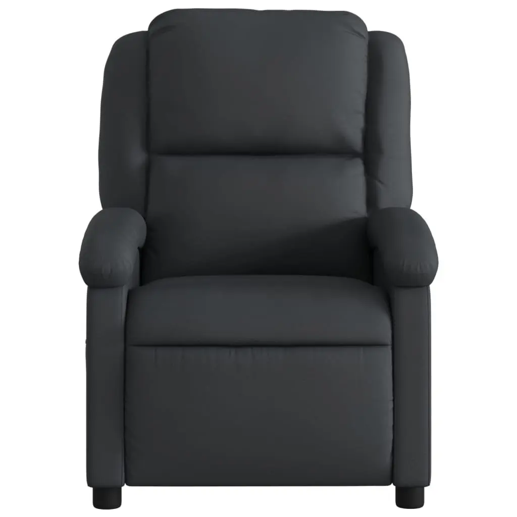 Black Leather Recliner Armchair with Manual Function