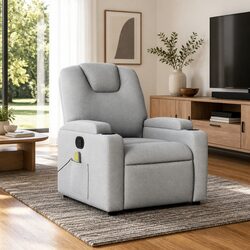 Grey Fabric Massage Recliner Chair with Manual Function