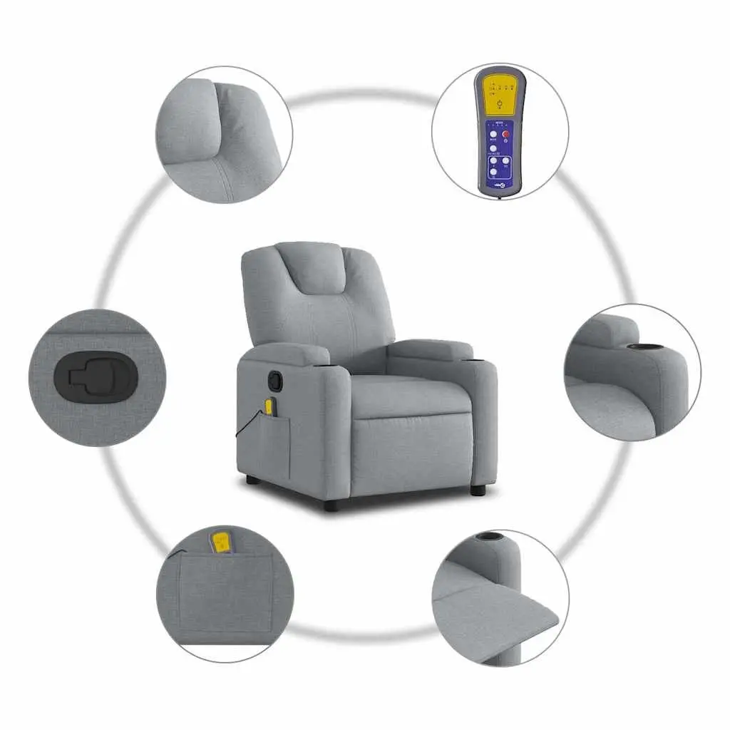 Grey Fabric Massage Recliner Chair with Manual Function