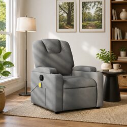Grey Fabric Manual Massage Recliner Chair with Vibration