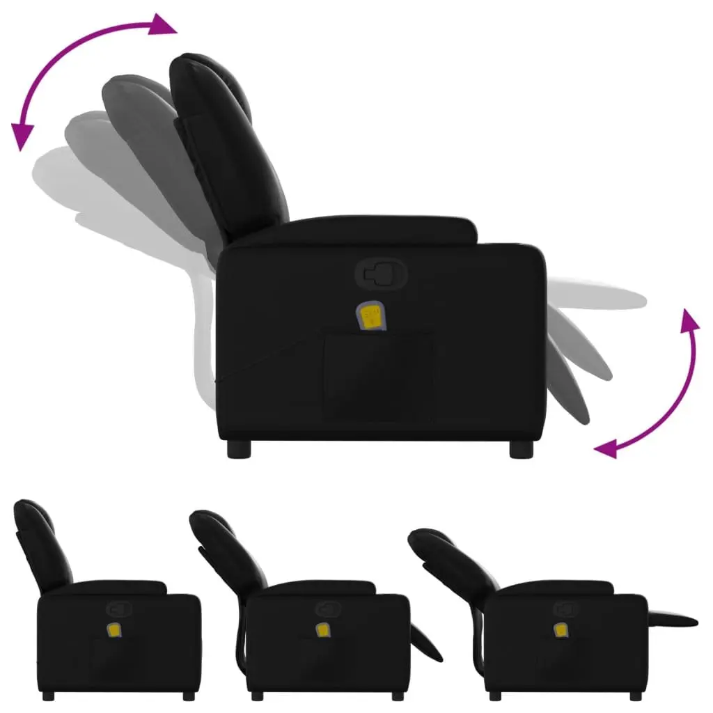 Black Faux Leather Manual Recline Massage Recliner Chair
