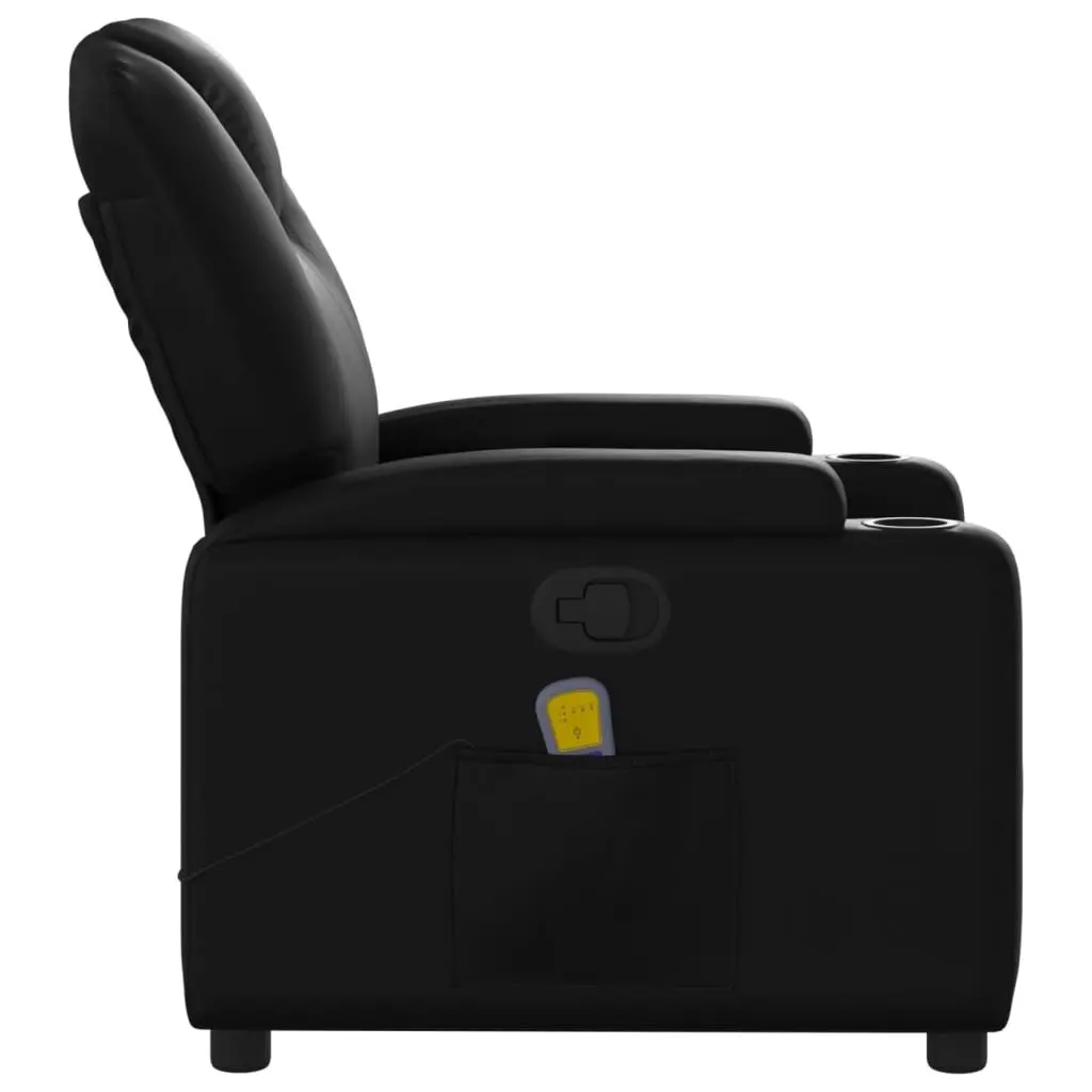 Black Faux Leather Manual Recline Massage Recliner Chair
