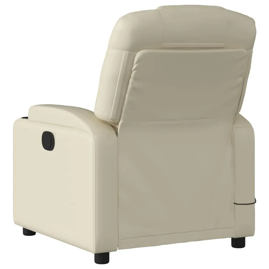 Cream Faux Leather Massage Recliner Chair with Vibration