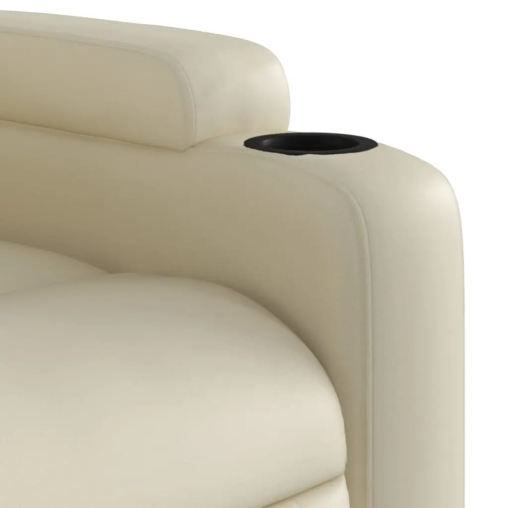 Cream Faux Leather Massage Recliner Chair with Vibration