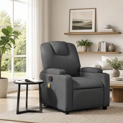 Grey Faux Leather Massage Recliner with Vibration