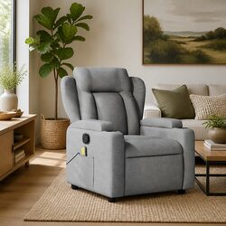 Light Grey Manual Recline Massage Chair with Cup Holders