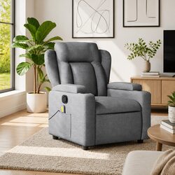 Grey Fabric Massage Recliner Chair with Vibration Therapy