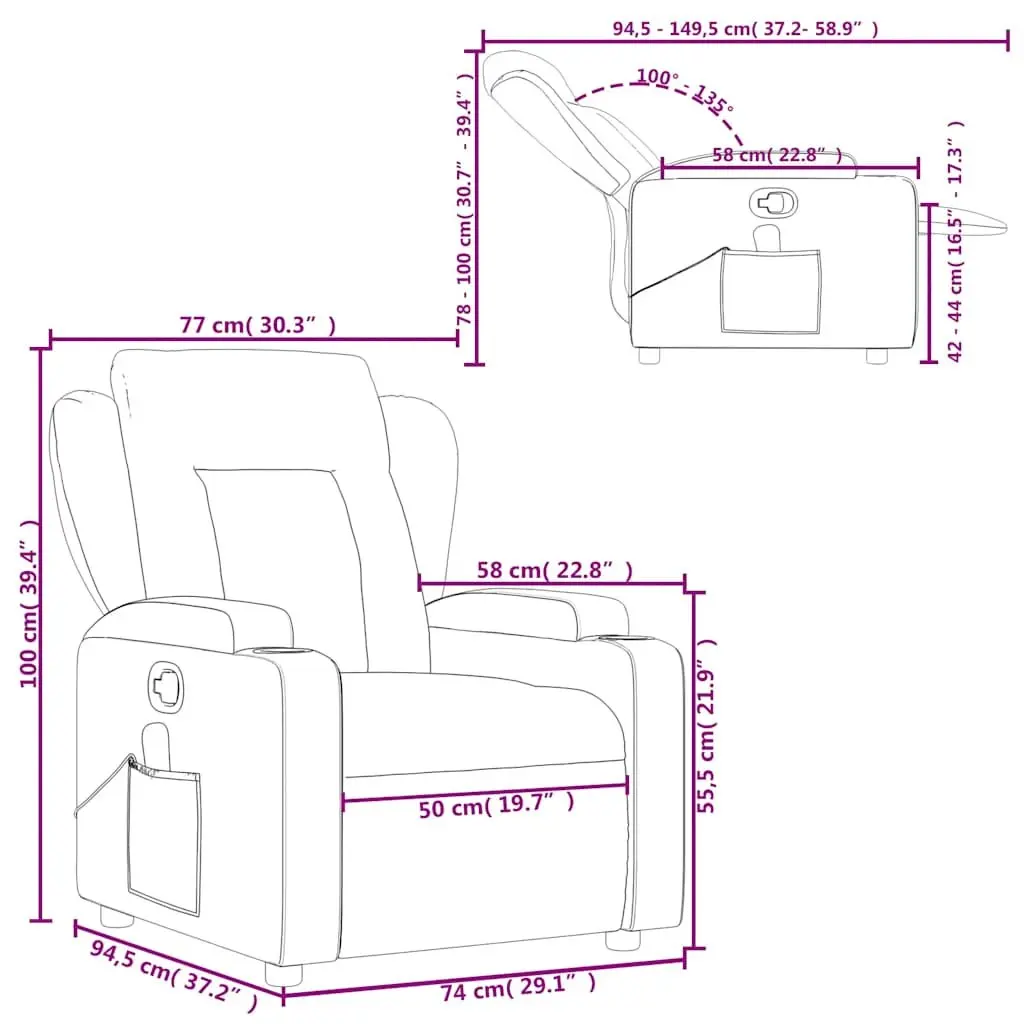 Grey Fabric Massage Recliner Chair with Vibration Therapy