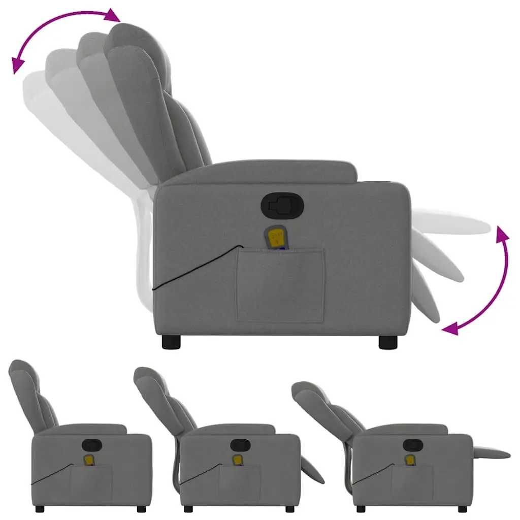 Grey Fabric Massage Recliner Chair with Vibration Therapy
