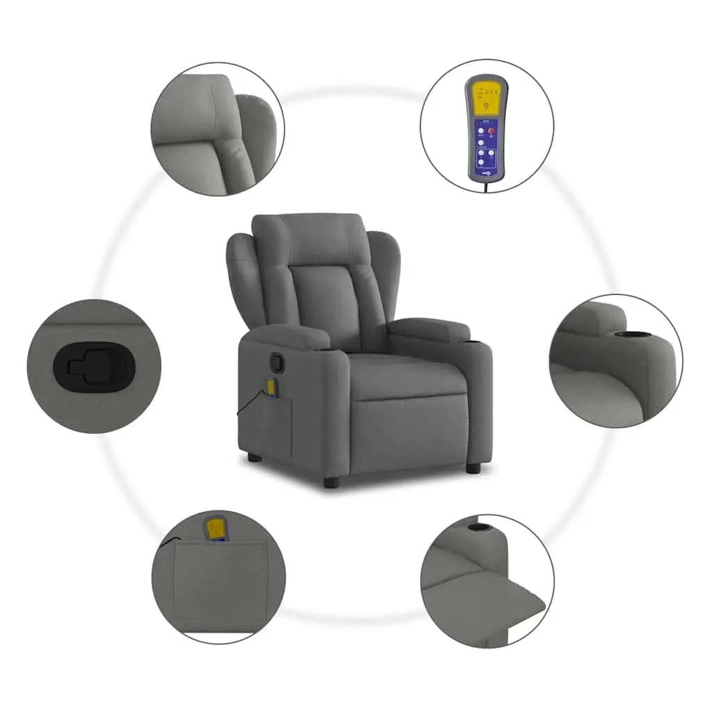 Grey Fabric Massage Recliner Chair with Vibration Therapy