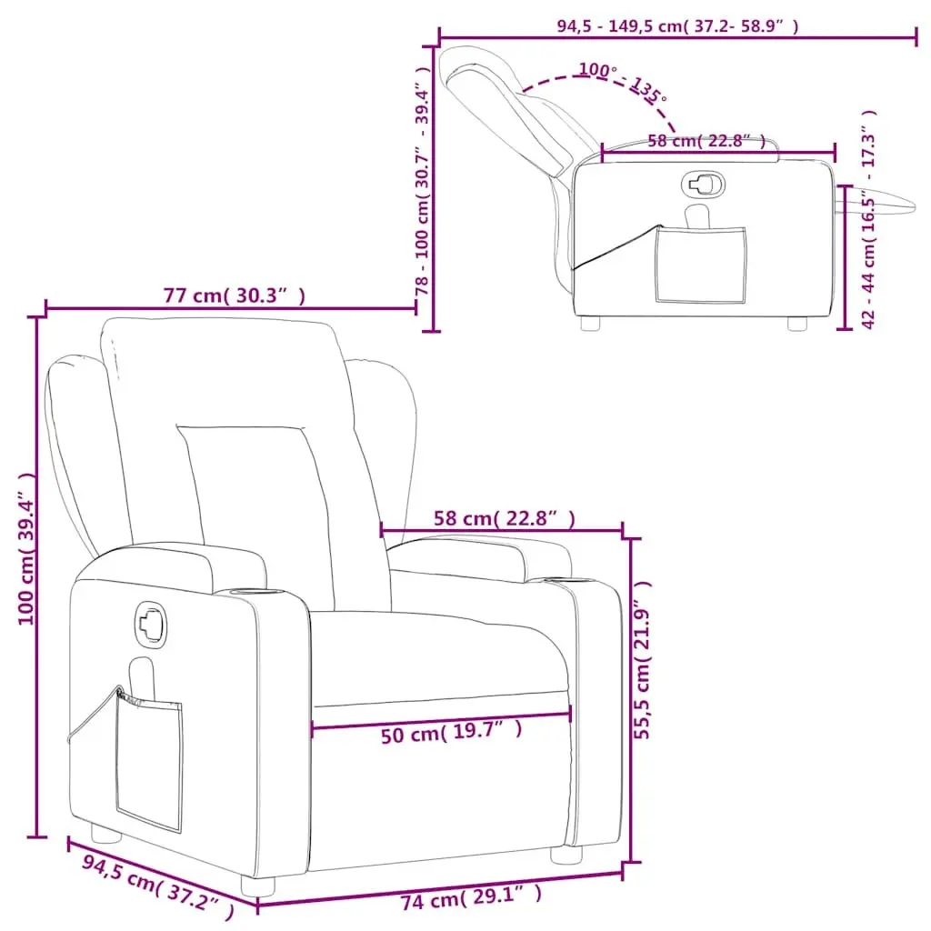Cream Fabric Massage Recliner Chair with Cup Holders