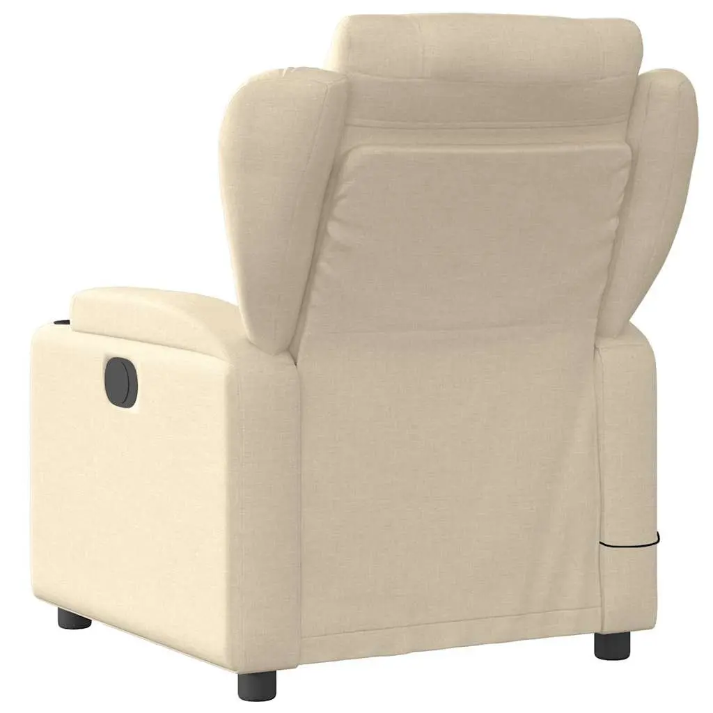Cream Fabric Massage Recliner Chair with Cup Holders