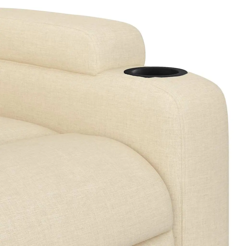 Cream Fabric Massage Recliner Chair with Cup Holders
