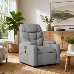 Grey Fabric Massage Recliner Chair with Manual Recline