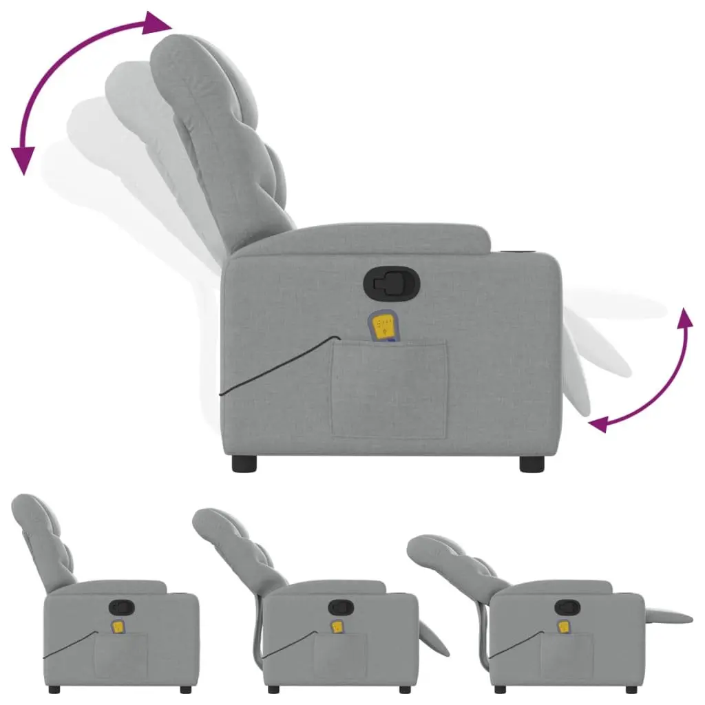 Grey Fabric Massage Recliner Chair with Manual Recline