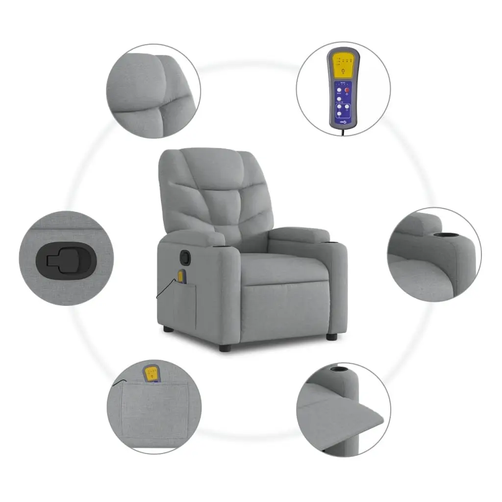 Grey Fabric Massage Recliner Chair with Manual Recline
