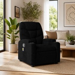 Black Fabric Manual Recline Massage Recliner Chair